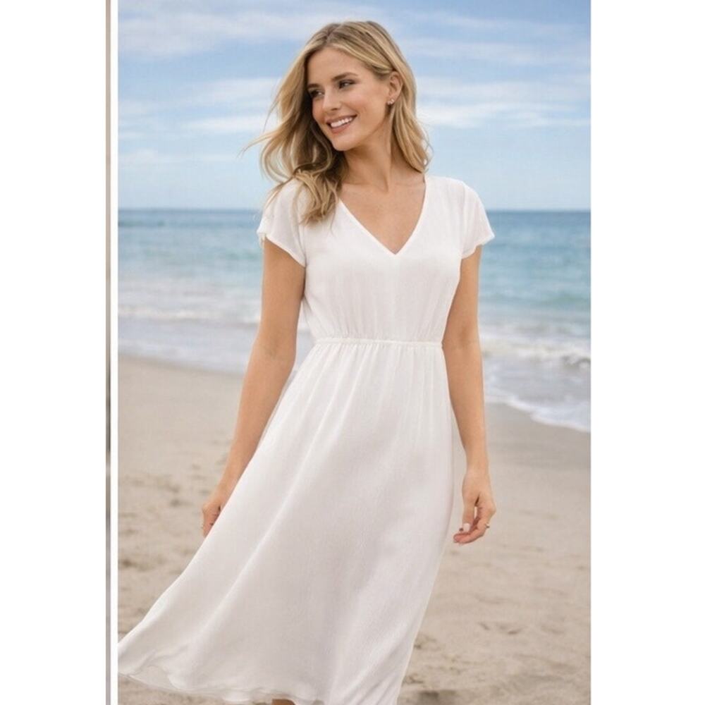 WAYF White Midi Dress XS Lined Bridal Graduation Engagement Minimalist